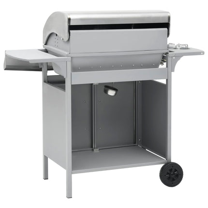Barbecue e Griglia a Gas 4+1 Fornelli Argento in Acciaio Inox