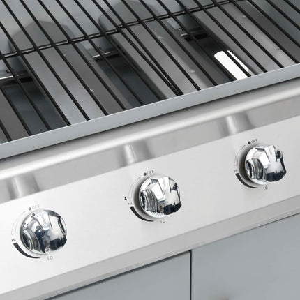 Barbecue e Griglia a Gas 4+1 Fornelli Argento in Acciaio Inox