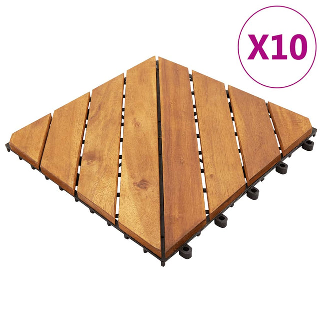 Piastrelle Esterni 10 pz 30x30 cm in Legno Massello di Acacia