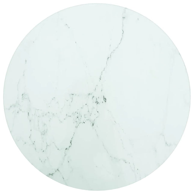 Piano per Tavolo Bianco ÃƒËœ30x0,8 cm Vetro Temperato Design Marmo