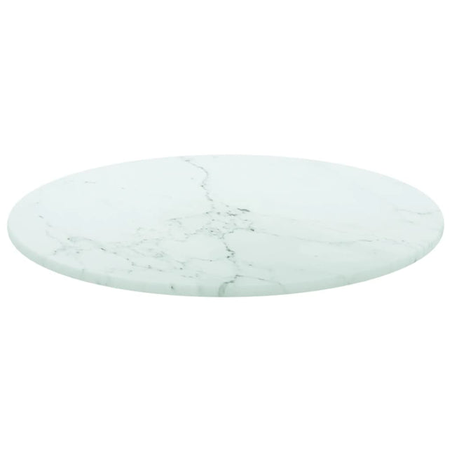 Piano per Tavolo Bianco ÃƒËœ30x0,8 cm Vetro Temperato Design Marmo