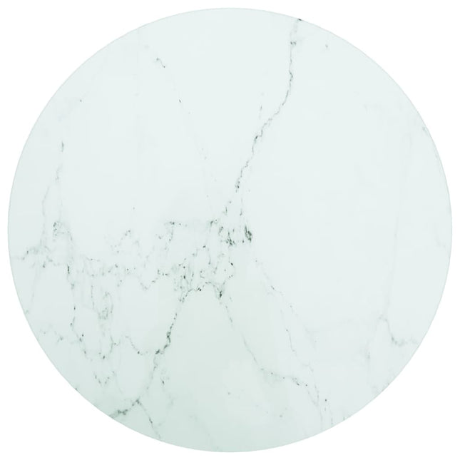 Piano per Tavolo Bianco Ã˜40x0,8 cm Vetro Temperato Design Marmo