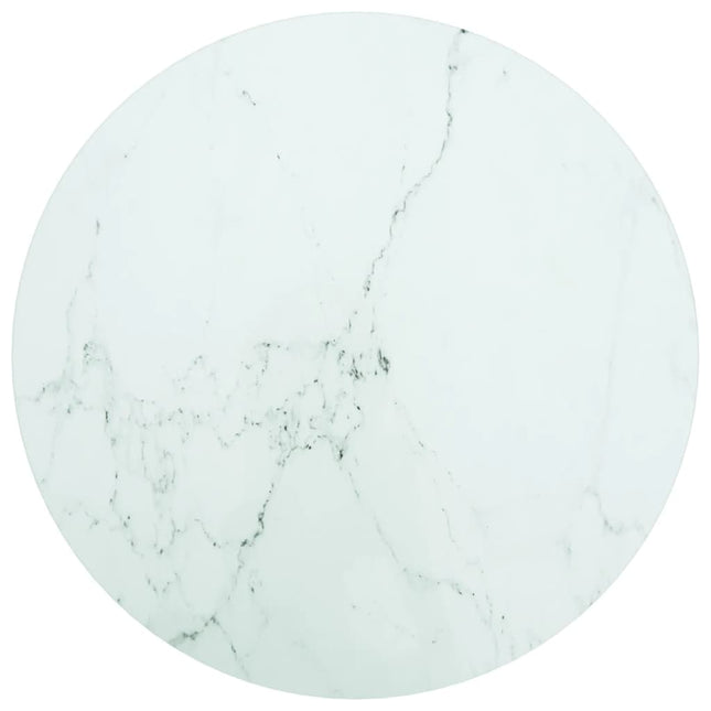 Piano per Tavolo Bianco Ã˜50x0,8 cm Vetro Temperato Design Marmo