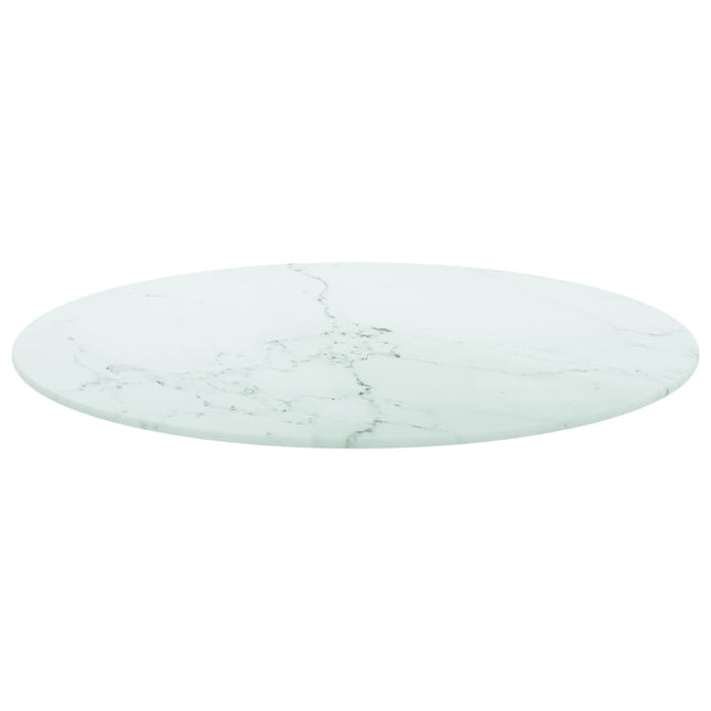 Piano per Tavolo Bianco Ã˜70x0,8 cm Vetro Temperato Design Marmo