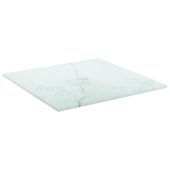 Piano Tavolo Bianco 30x30 cm 6 mm Vetro Temperato Design Marmo