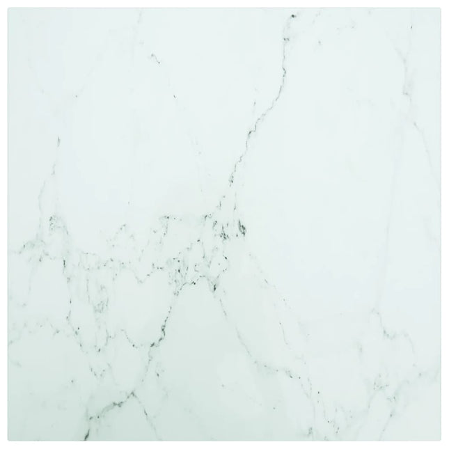 Piano Tavolo Bianco 50x50 cm 6 mm Vetro Temperato Design Marmo