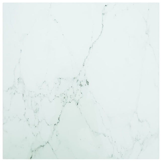 Piano Tavolo Bianco 60x60 cm 6 mm Vetro Temperato Design Marmo