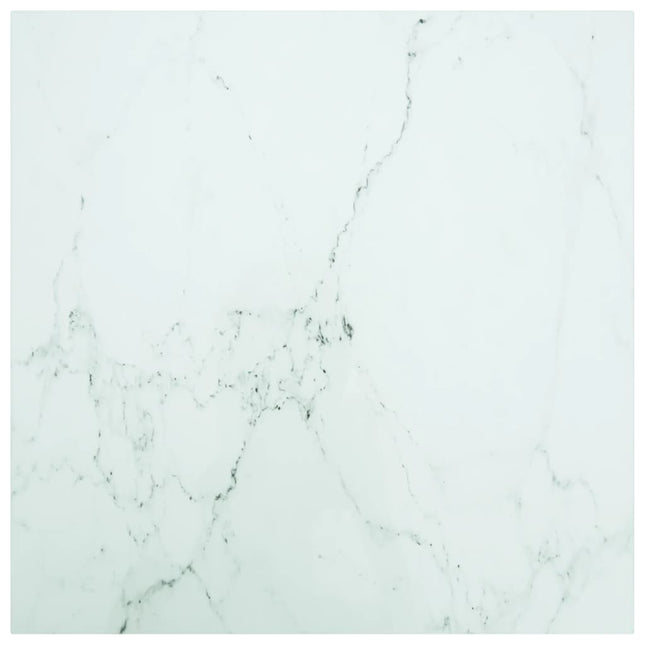 Piano Tavolo Bianco 80x80 cm 6 mm Vetro Temperato Design Marmo