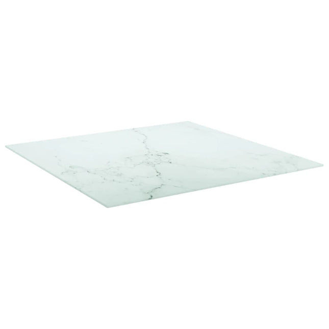 Piano Tavolo Bianco 80x80 cm 6 mm Vetro Temperato Design Marmo