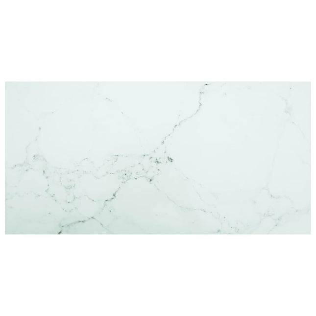 Piano Tavolo Bianco 100x50 cm 6mm Vetro Temperato Design Marmo