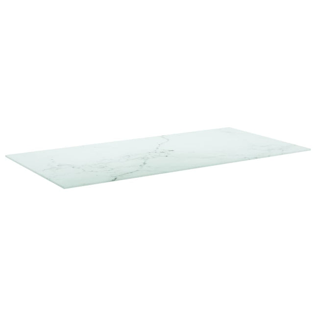 Piano Tavolo Bianco 100x50 cm 6mm Vetro Temperato Design Marmo