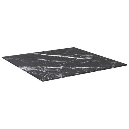 Piano Tavolo Nero 50x50 cm 6 mm Vetro Temperato Design Marmo