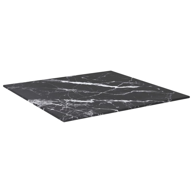 Piano Tavolo Nero 50x50 cm 6 mm Vetro Temperato Design Marmo