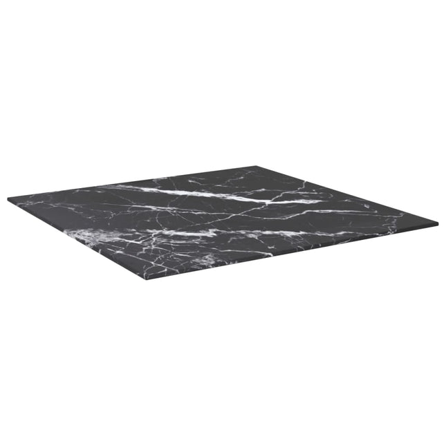 Piano Tavolo Nero 60x60 cm 6 mm Vetro Temperato Design Marmo