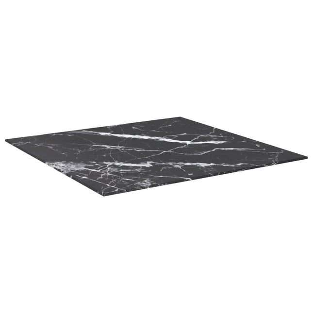 Piano Tavolo Nero 70x70 cm 6 mm Vetro Temperato Design Marmo