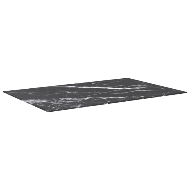 Piano Tavolo Nero 100x62 cm 8mm Vetro Temperato Design Marmo