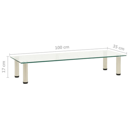 322769 TV Stand Transparent 100x35x17 cm Tempered Glass