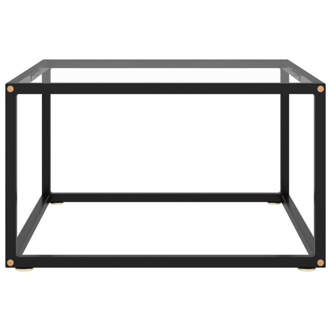 Tavolino da Salotto Nero con Vetro Temperato 60x60x35 cm