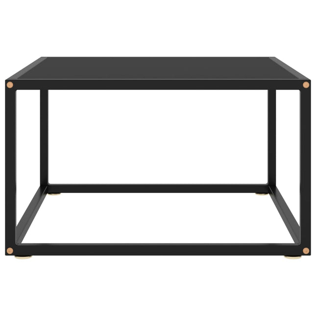 Tavolino da Salotto Nero con Vetro Nero 60x60x35 cm