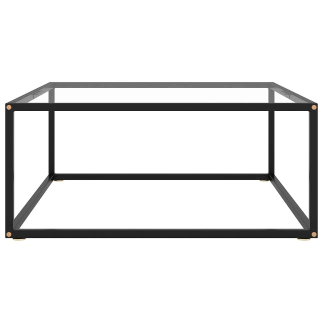 Tavolino da Salotto Nero con Vetro Temperato 80x80x35 cm