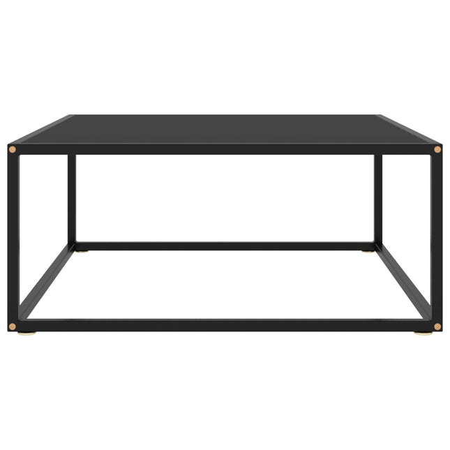 Tavolino da Salotto Nero con Vetro Nero 80x80x35 cm