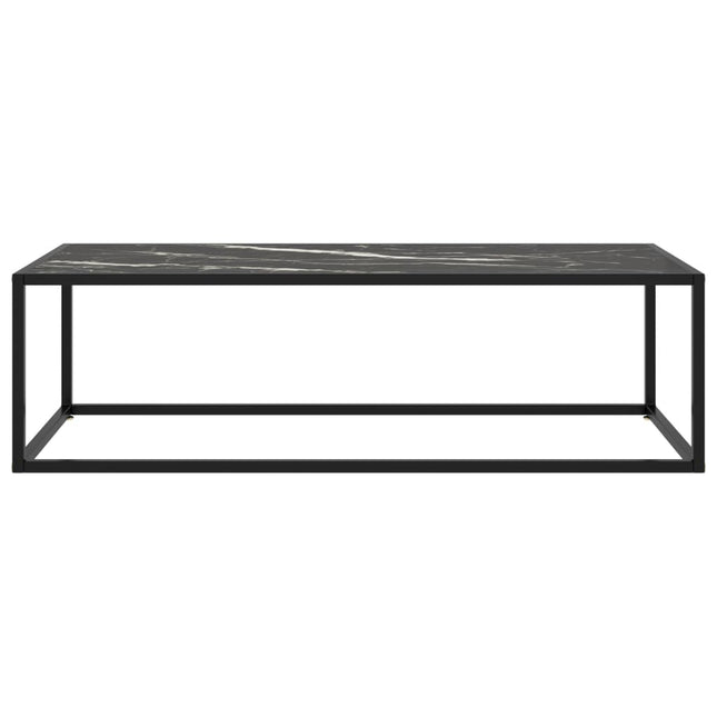 Tavolino da Salotto Nero con Vetro Marmo Nero 120x50x35 cm
