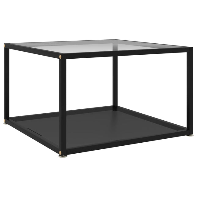 Tavolino Trasparente e Nero 60x60x35cm in Vetro Temperato