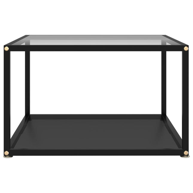 Tavolino Trasparente e Nero 60x60x35cm in Vetro Temperato