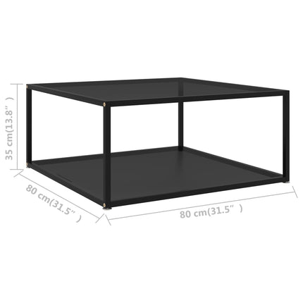 322893 Coffee Table Black 80x80x35 cm Tempered Glass