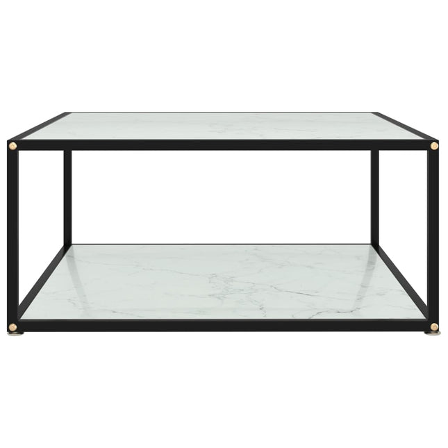 Tavolino da Salotto Bianco 80x80x35 cm in Vetro Temperato