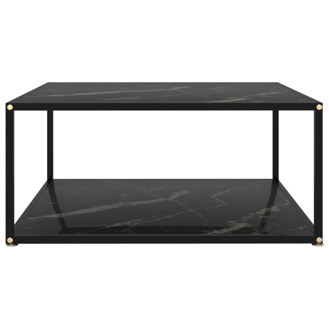 Tavolino da Salotto Nero 80x80x35 cm in Vetro Temperato