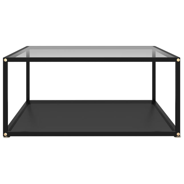 Tavolino Trasparente e Nero 80x80x35cm in Vetro Temperato