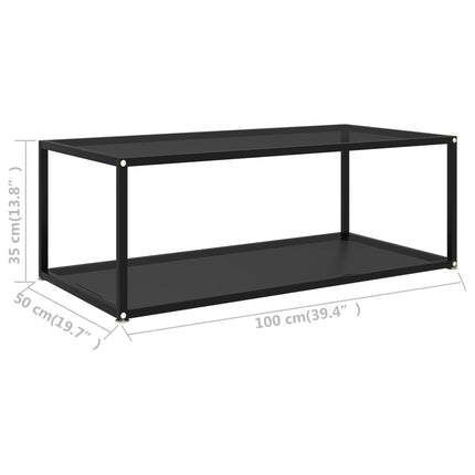322898 Coffee Table Black 100x50x35 cm Tempered Glass