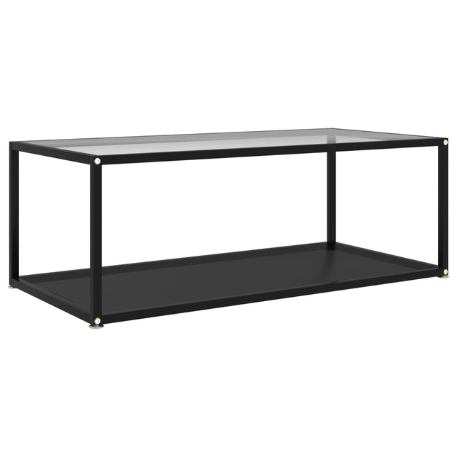 Tavolino Salotto Trasparente e Nero 100x50x35cm Vetro Temperato
