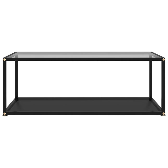 Tavolino Salotto Trasparente e Nero 100x50x35cm Vetro Temperato