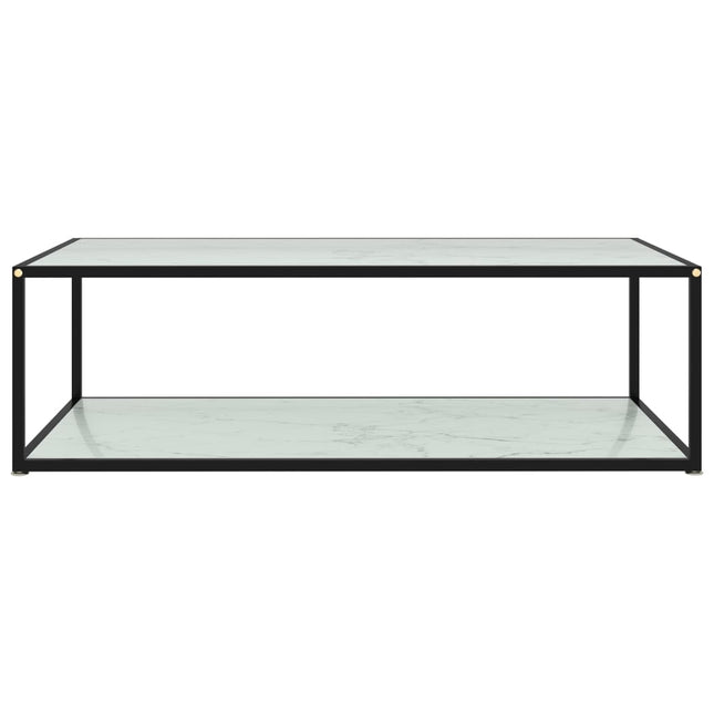 Tavolino da Salotto Bianco 120x60x35 cm in Vetro Temperato
