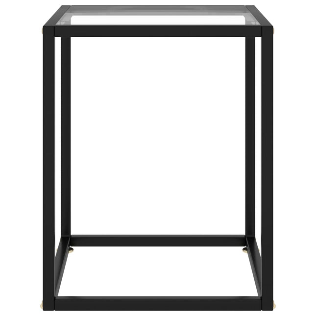 Tavolino da Salotto Nero con Vetro Temperato 40x40x50 cm