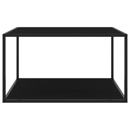 Tavolino da Salotto Nero con Vetro Nero 90x90x50 cm