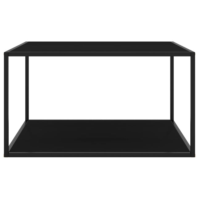Tavolino da Salotto Nero con Vetro Nero 90x90x50 cm