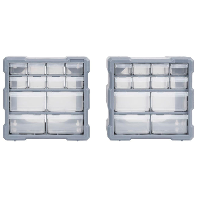 Mobili Contenitori con 12 Cassetti 2 pz 26,5x16x26 cm