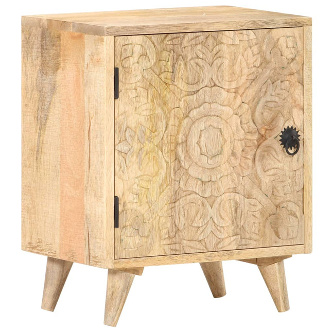 Comodino Intagliato 40x30x50 cm in Legno Massello di Mango