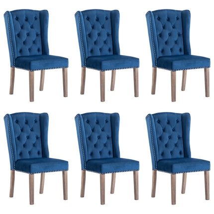 Sedie da Pranzo 6 pz Blu in Velluto