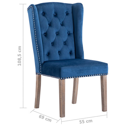 Sedie da Pranzo 6 pz Blu in Velluto