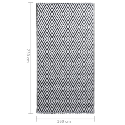Tappeto da Esterni ARAKIL Bianco e Nero 160x230 cm in PP