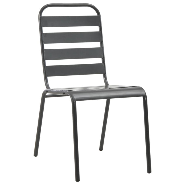 Sedie da Esterno 4 pz Design a Doghe in Acciaio Grigio Scuro