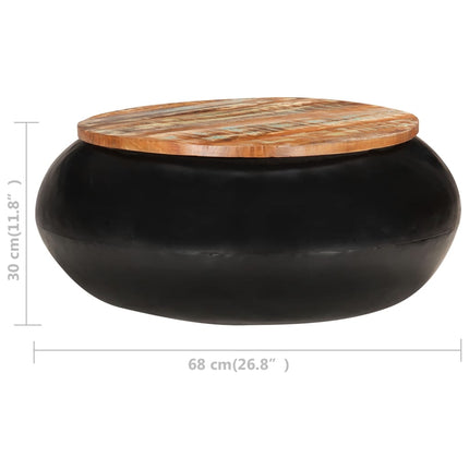 Tavolino da Salotto Nero 68x68x30 cm Legno di Recupero