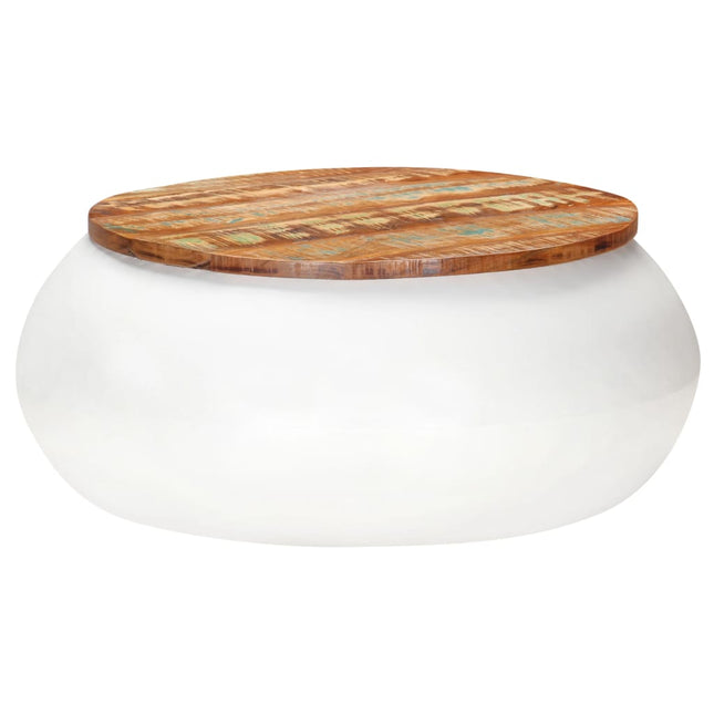 Tavolino da Salotto Bianco 68x68x30 cm Legno di Recupero