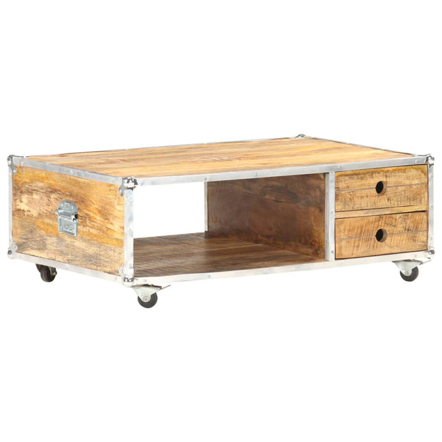 Tavolino da Salotto 89x59x33 cm in Massello di Mango Grezzo