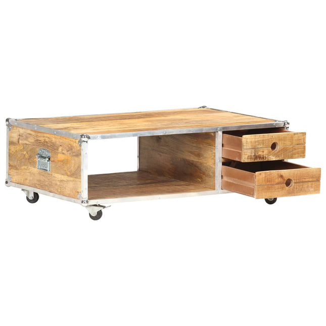 Tavolino da Salotto 89x59x33 cm in Massello di Mango Grezzo