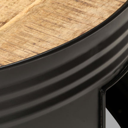 Tavolino Nero 68x68x36 cm in Legno Massello di Mango Grezzo